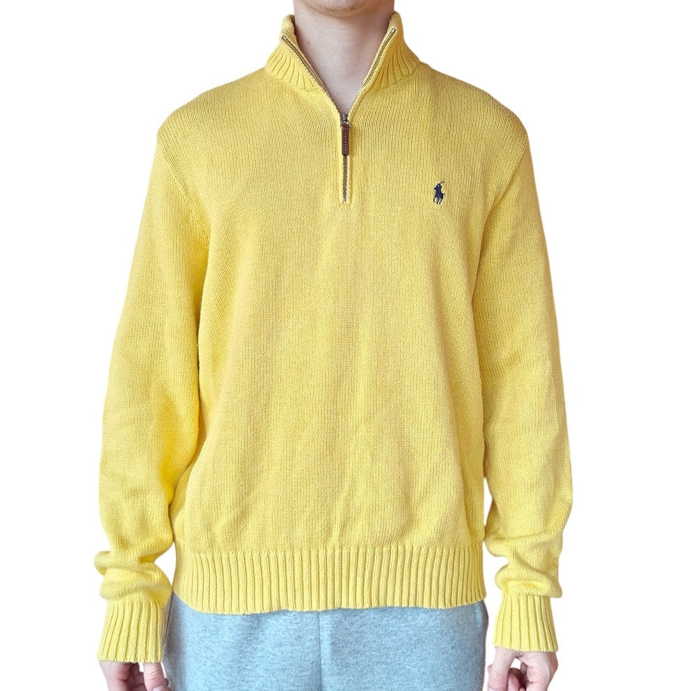 Yellow Quarter Zip Cotton Sweater