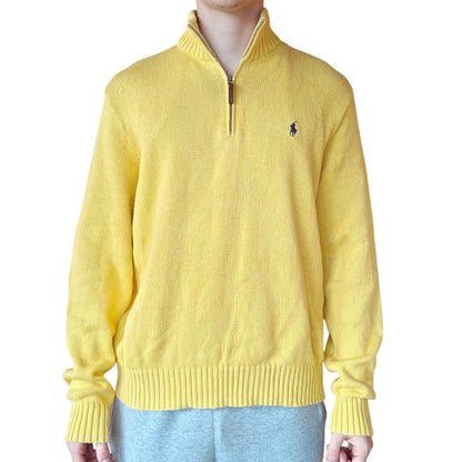 Yellow Quarter Zip Cotton Sweater