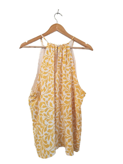 Yellow Leaf-Print Halter Top