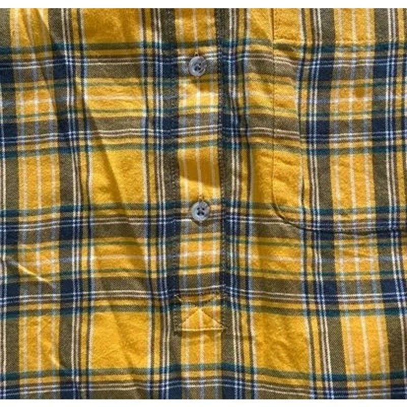 Yellow Plaid Flannel Button Front Shirt