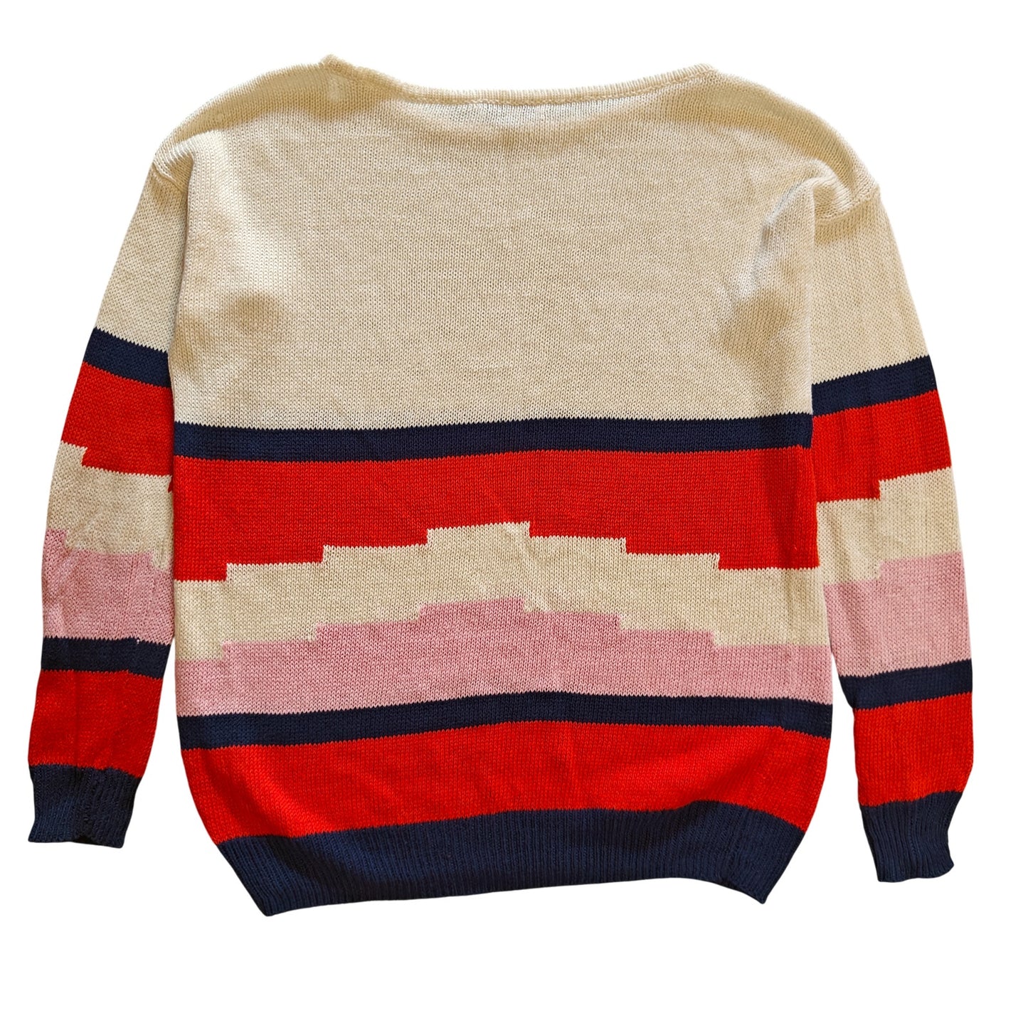 Cream and Red Linen Stripe Sweater