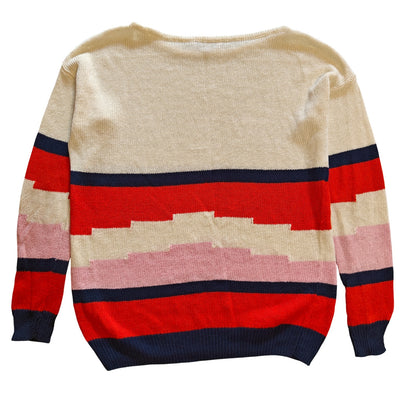Cream and Red Linen Stripe Sweater
