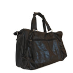 Black Faux Leather Weekender Travel Bag