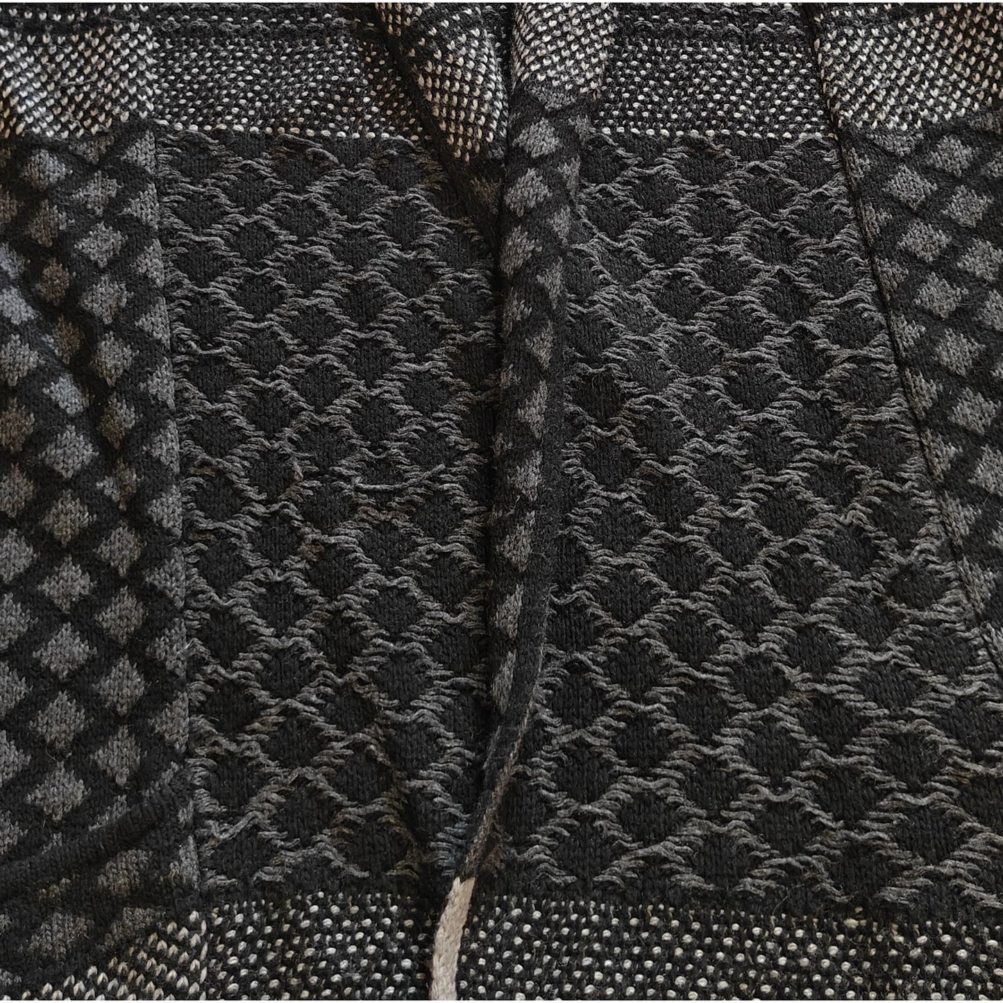 Black and Gray Textured Knit Open Front Coatigan