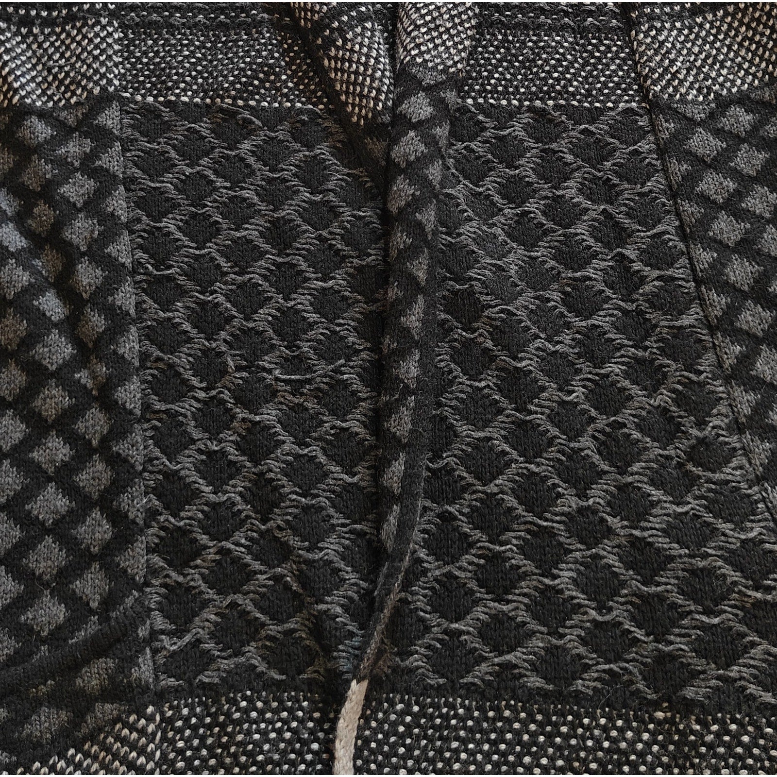 Black and Gray Textured Knit Open Front Coatigan