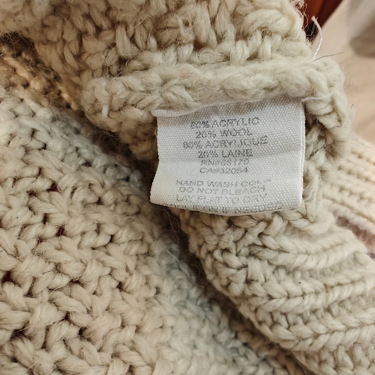 Beige Cable Knit Chunky Crew Sweater
