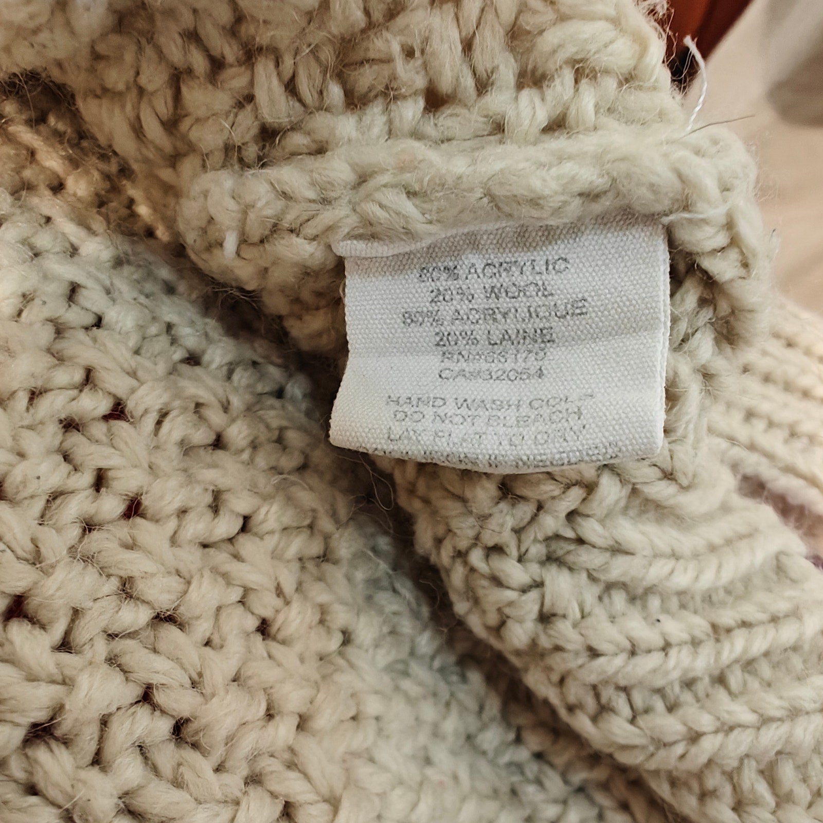 Beige Cable Knit Chunky Crew Sweater