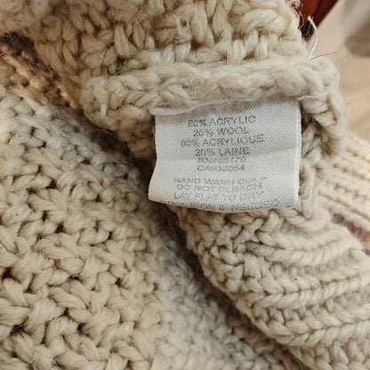 Beige Cable Knit Chunky Crew Sweater