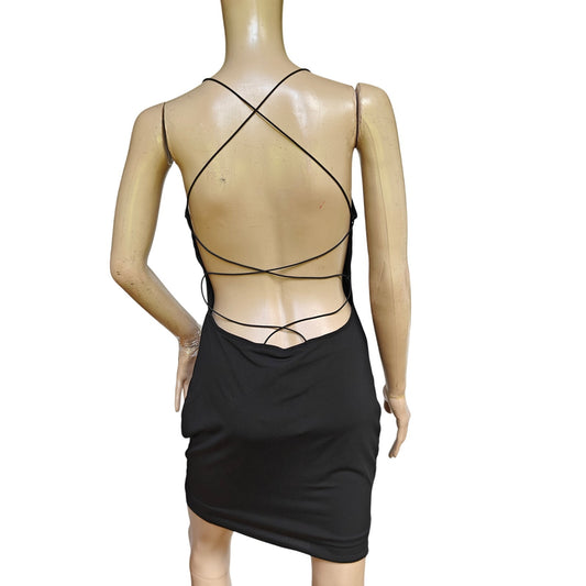 Black Strappy Backless Mini Dress