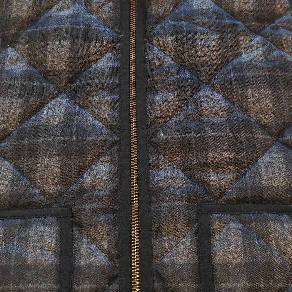 Navy Quilted Plaid Puffer Vest