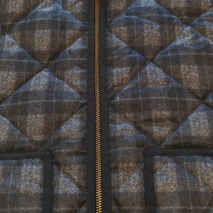 Navy Quilted Plaid Puffer Vest