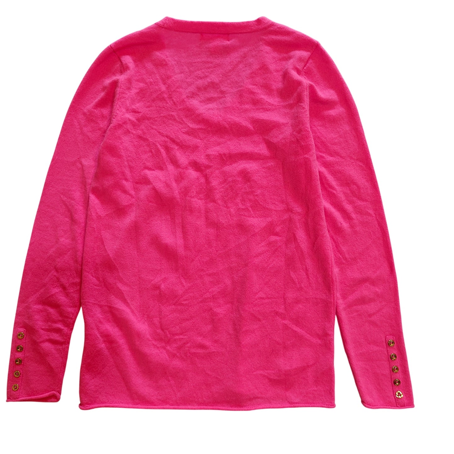 Hot Pink 100% Cashmere V-Neck Sweater
