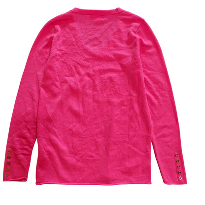 Hot Pink 100% Cashmere V-Neck Sweater