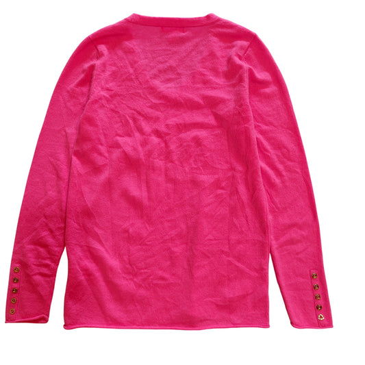 Hot Pink 100% Cashmere V-Neck Sweater