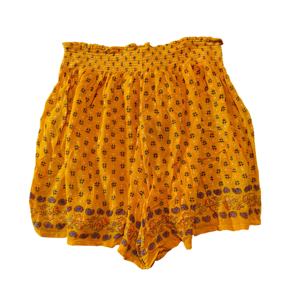 Yellow Boho Print Shorts
