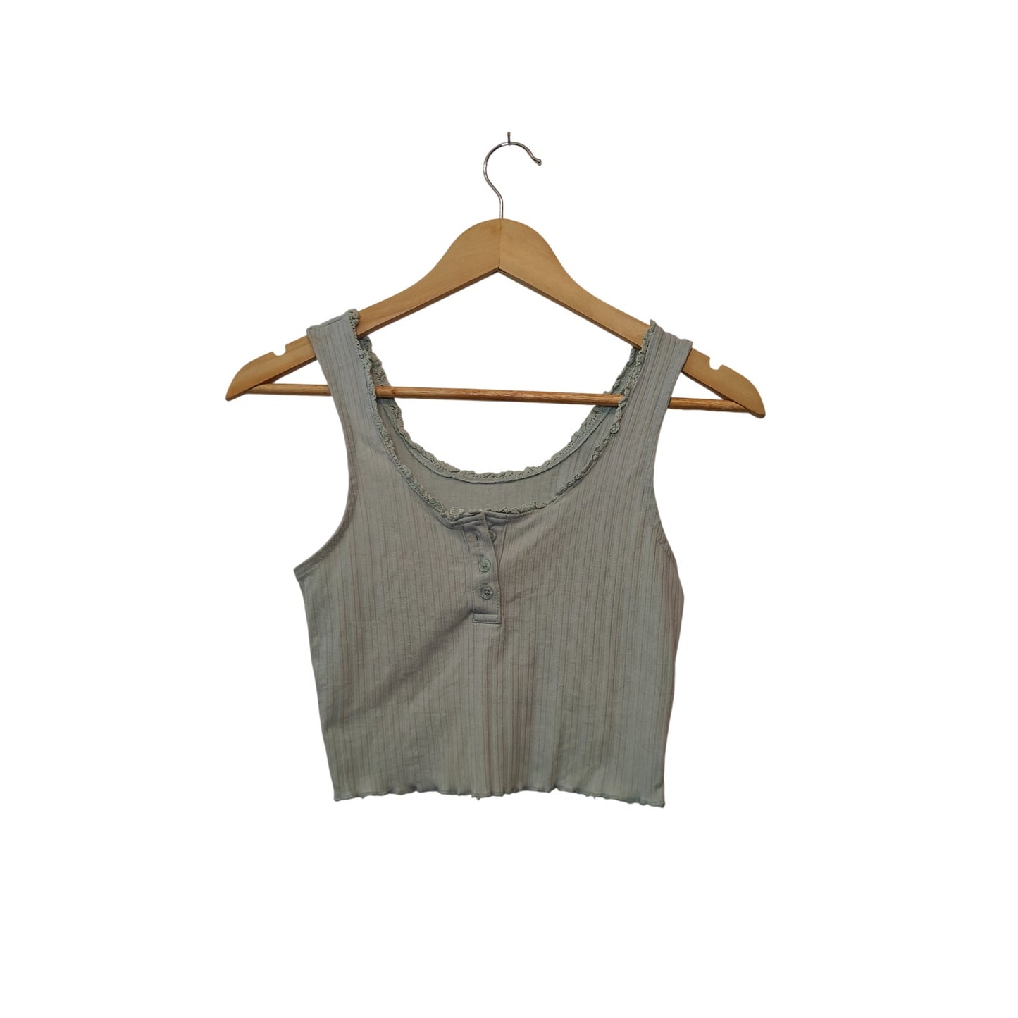 Sage Green Ribbed Crop Tank Top