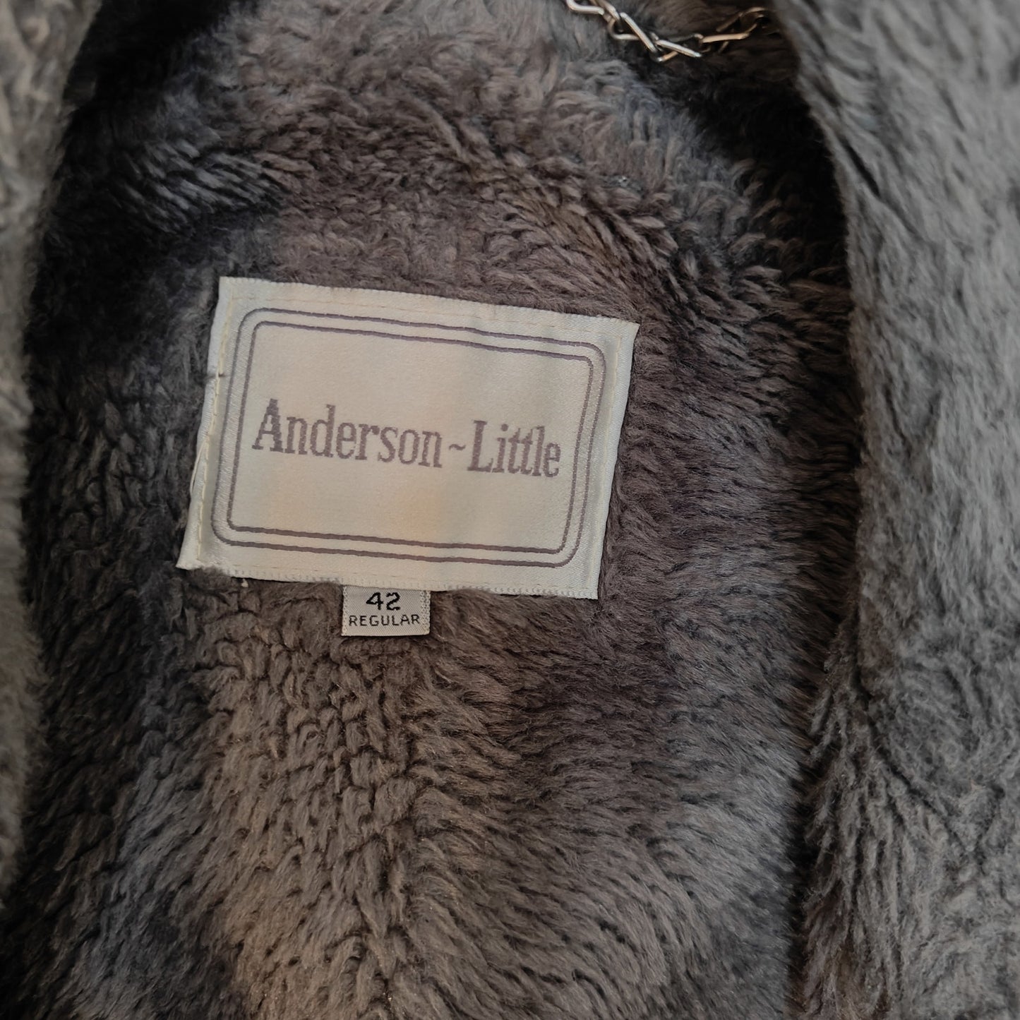 Vintage Herringbone Fur-Lined Wool Coat