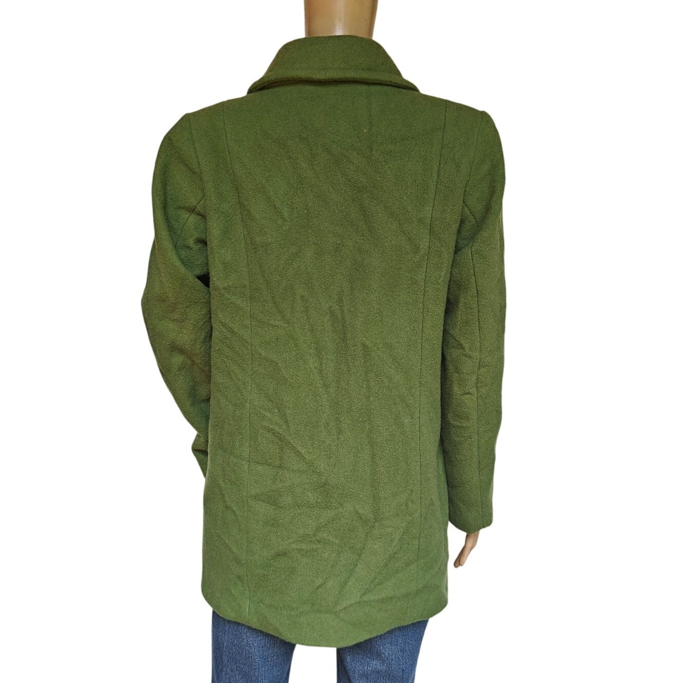 Green Wool Blend Double Breasted Peacoat