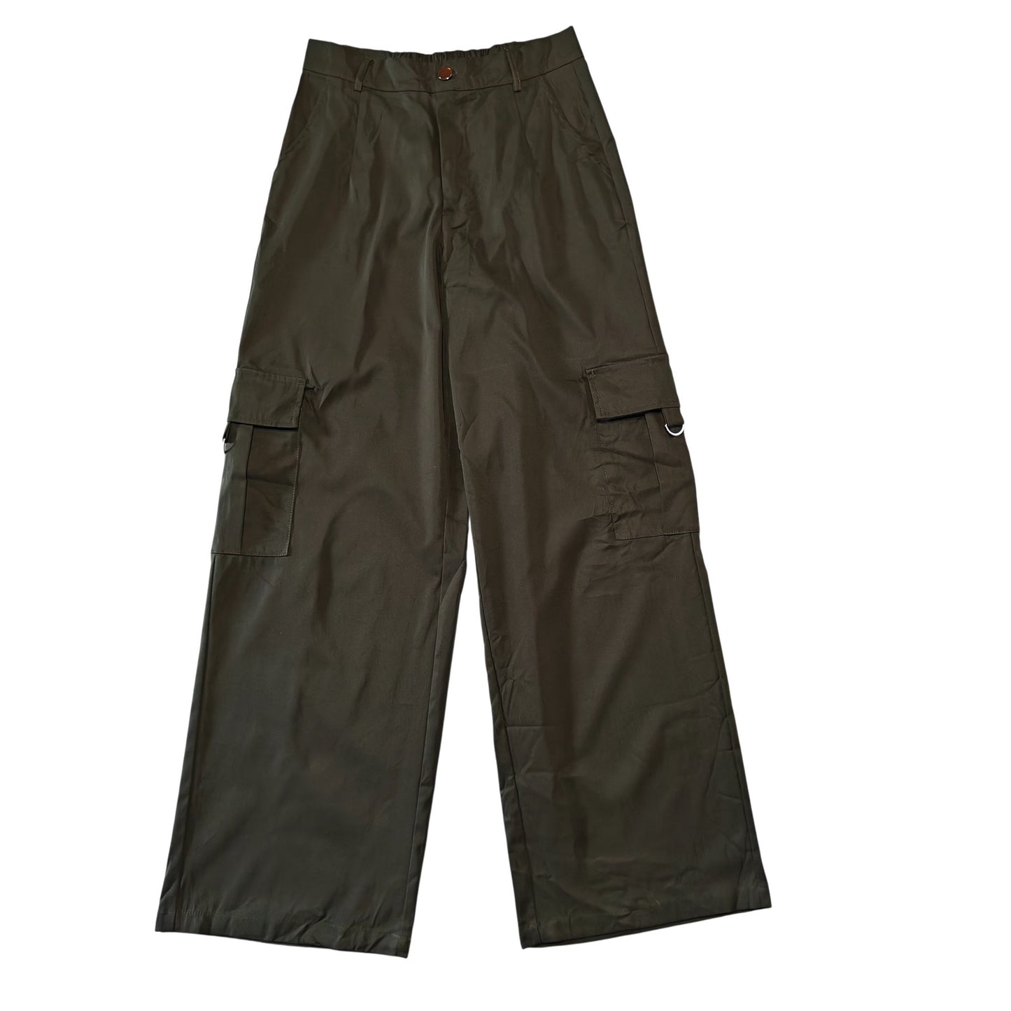 Olive Green Wide Leg Cargo Pants