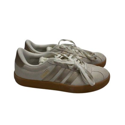 White/Gold Suede Sneakers with Gum Sole