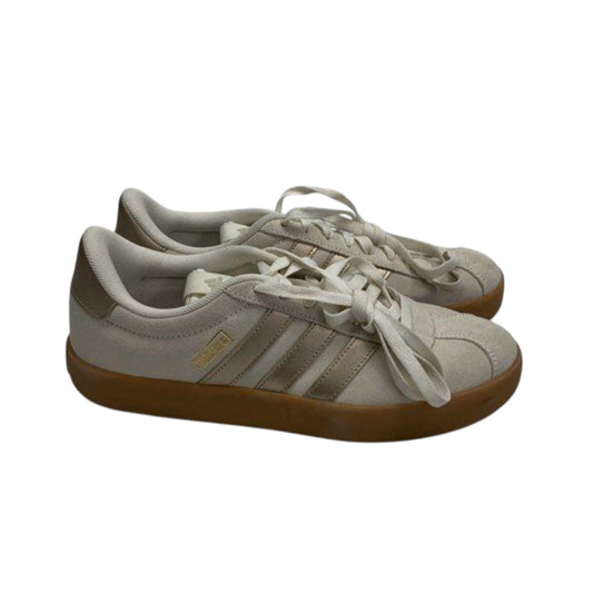 White/Gold Suede Sneakers with Gum Sole
