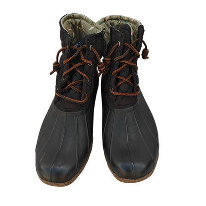 Black Saltwater Quilted Duck Boots