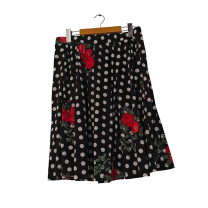 Polka Dot Floral Midi Skirt