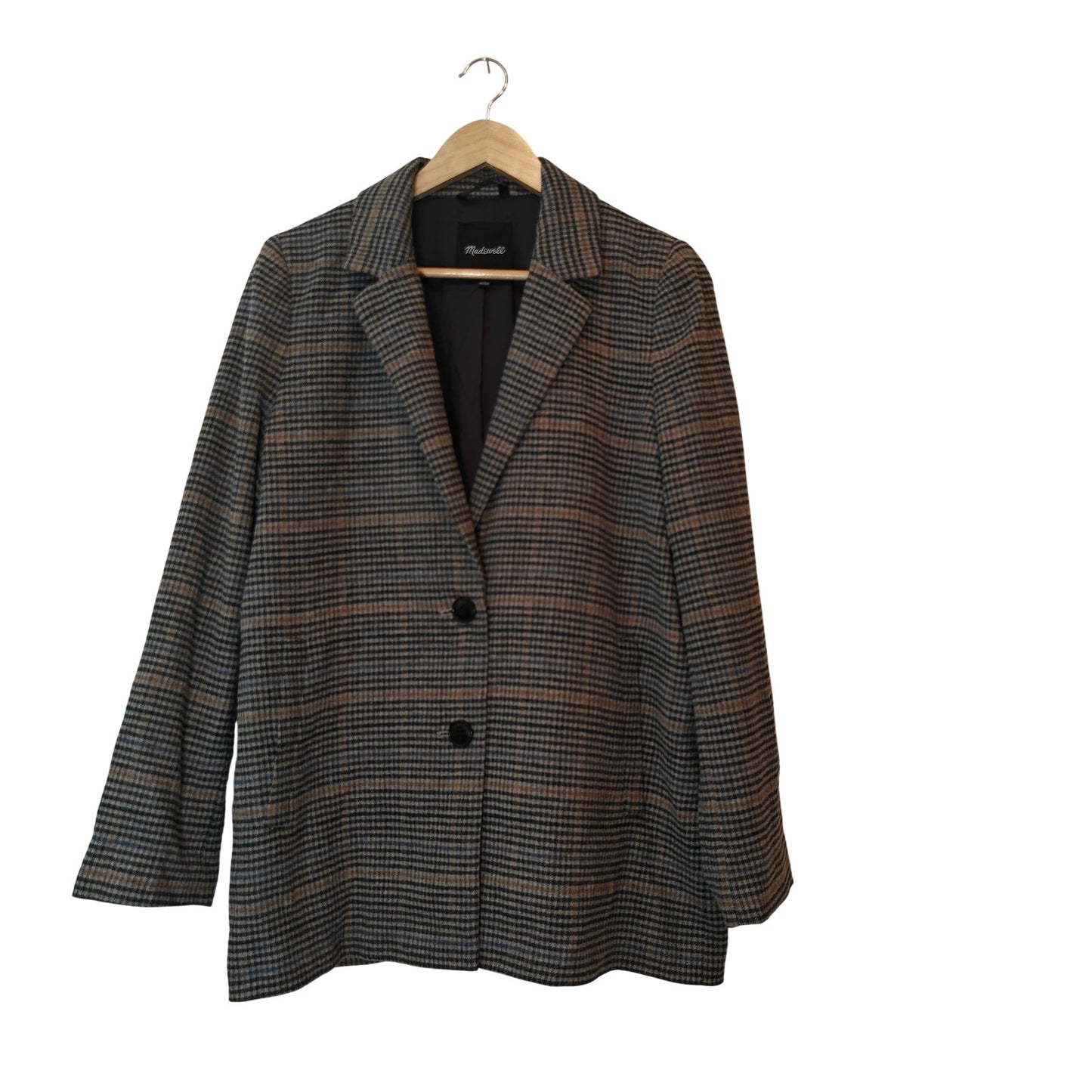 Plaid Wool Blend Blazer