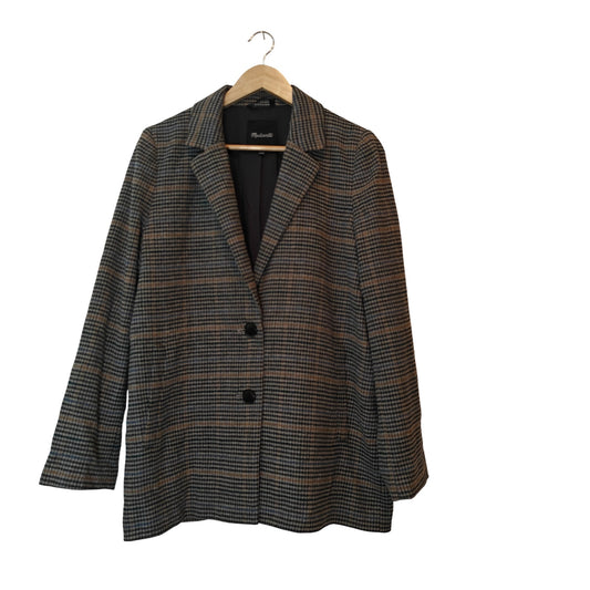 Plaid Wool Blend Blazer