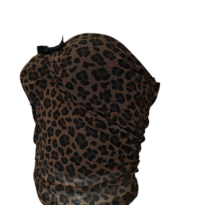 Leopard Print Strapless Mesh Tube Top