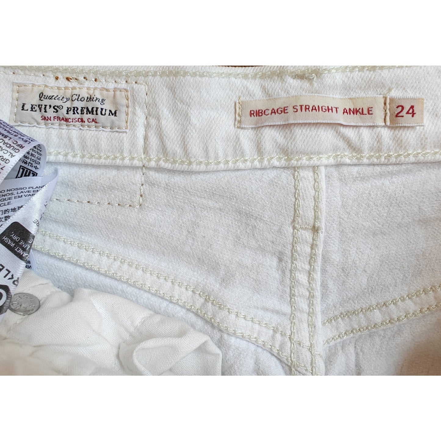 Ribcage Straight Ankle White Jeans