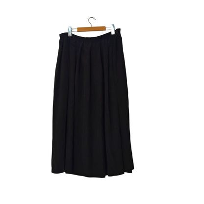 Black Silk Pleated Midi Skirt