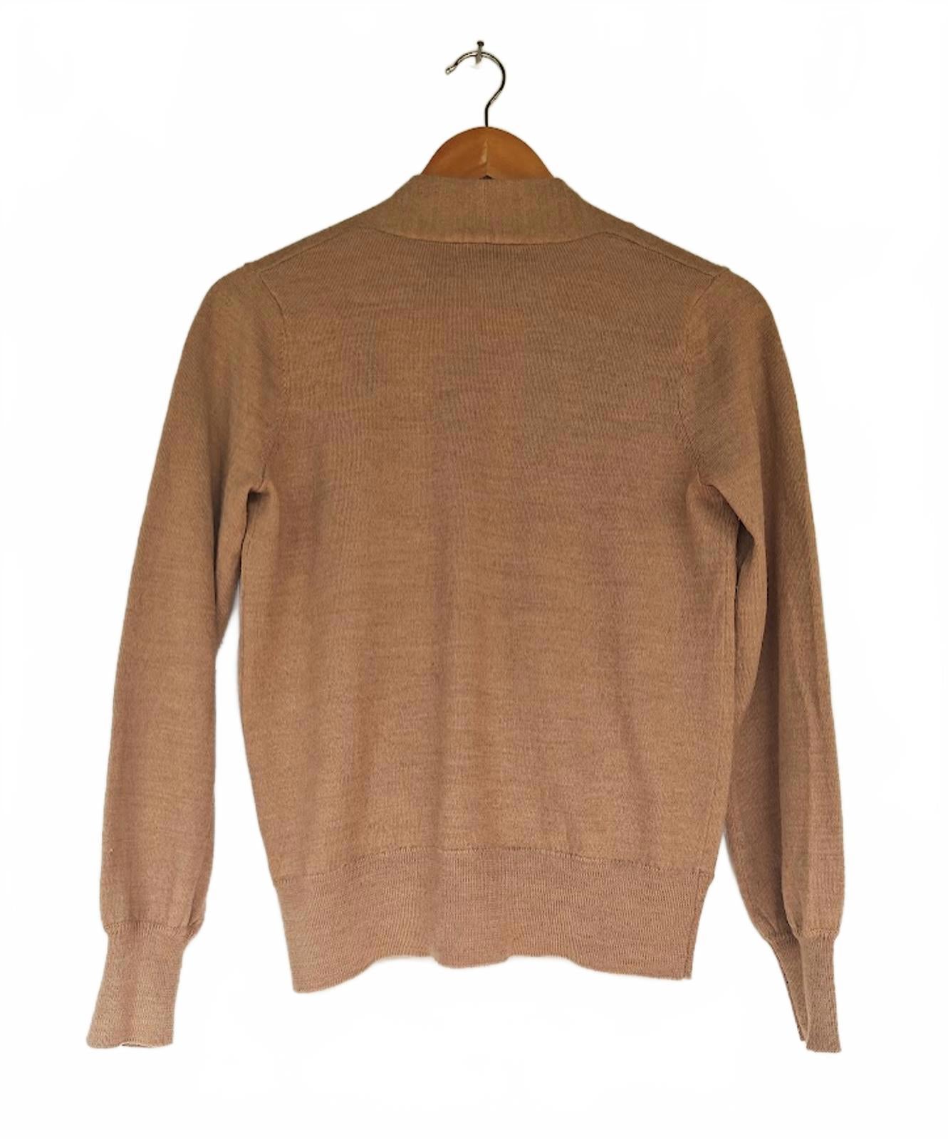 Tan Faux Wrap Wool Blend Sweater