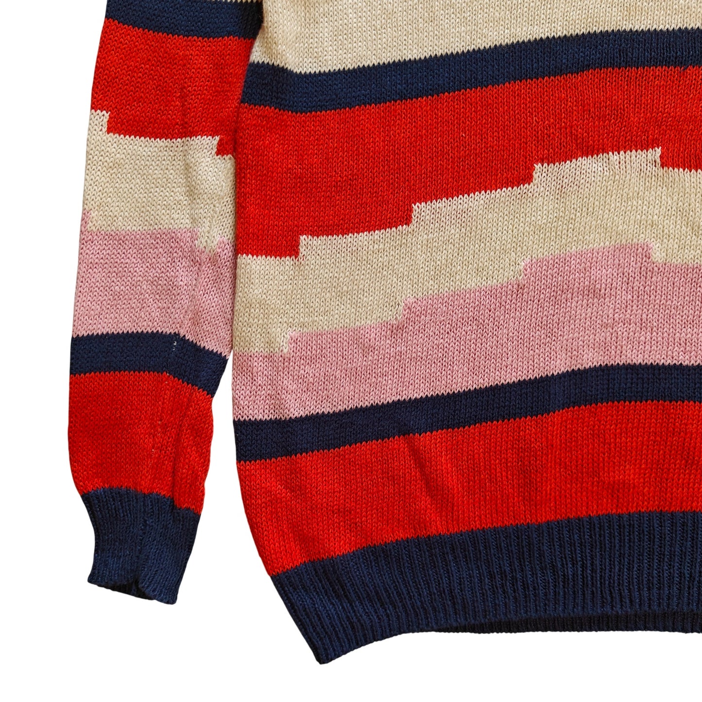 Cream and Red Linen Stripe Sweater