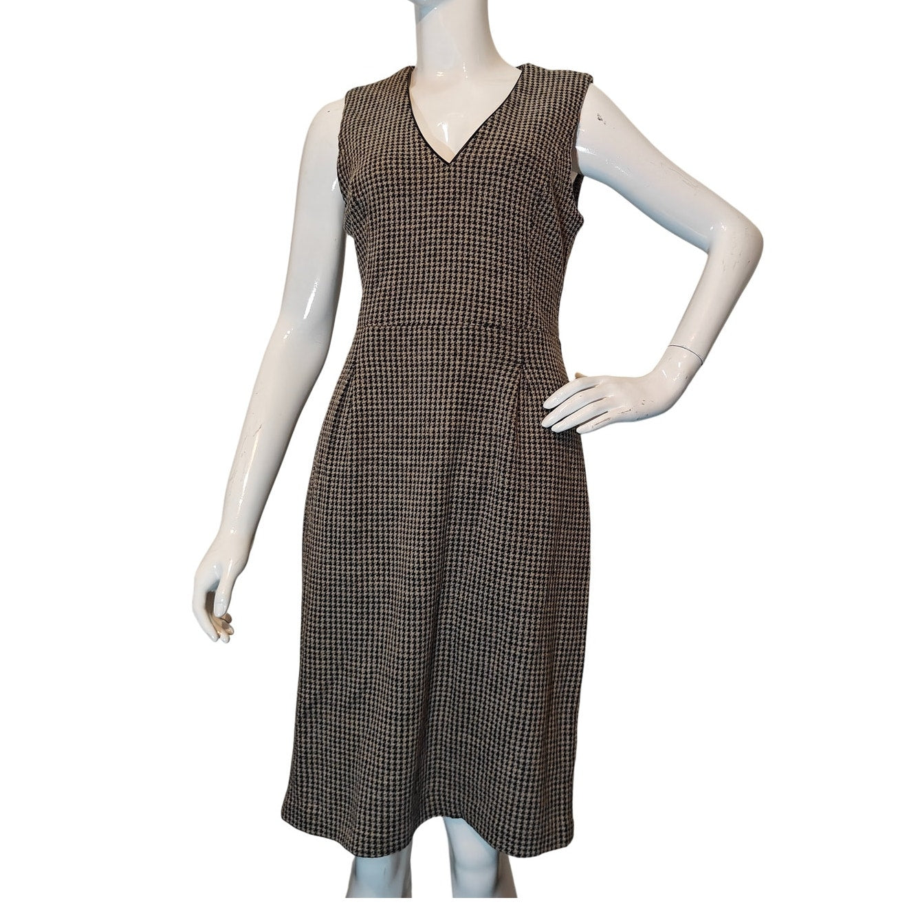 Houndstooth Wool Blend Sheath Dress