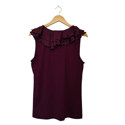 Purple Ruffle Sleeveless Blouse