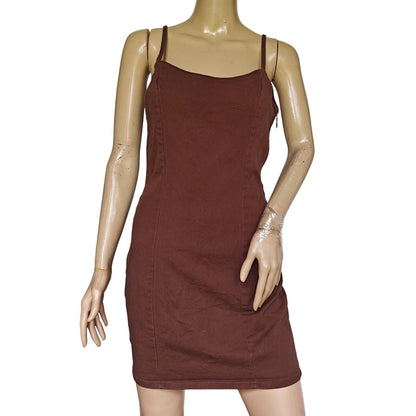 Brown Denim Bodycon Mini Dress