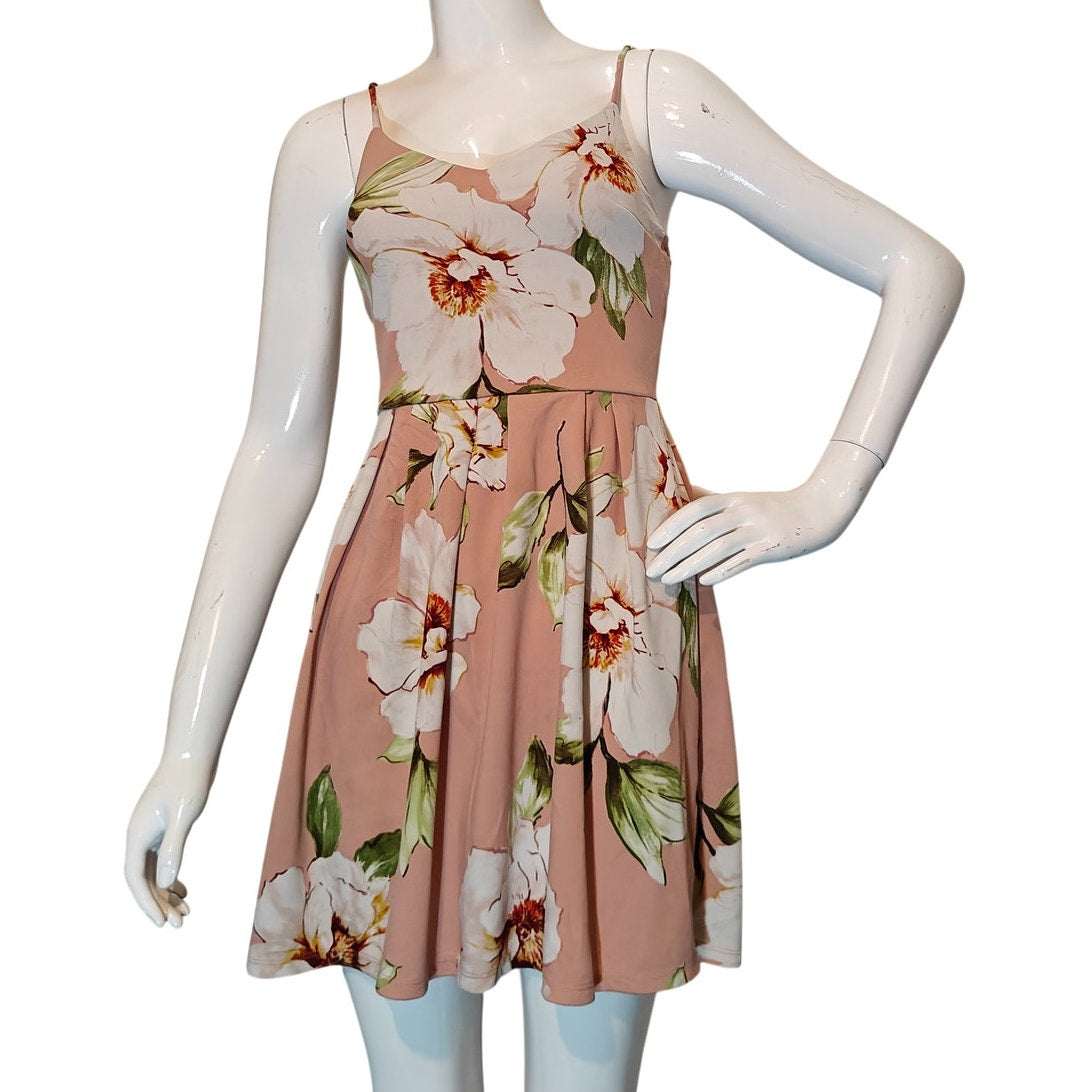 Floral Fit & Flare Pink Mini Dress