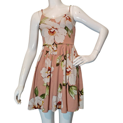 Floral Fit & Flare Pink Mini Dress