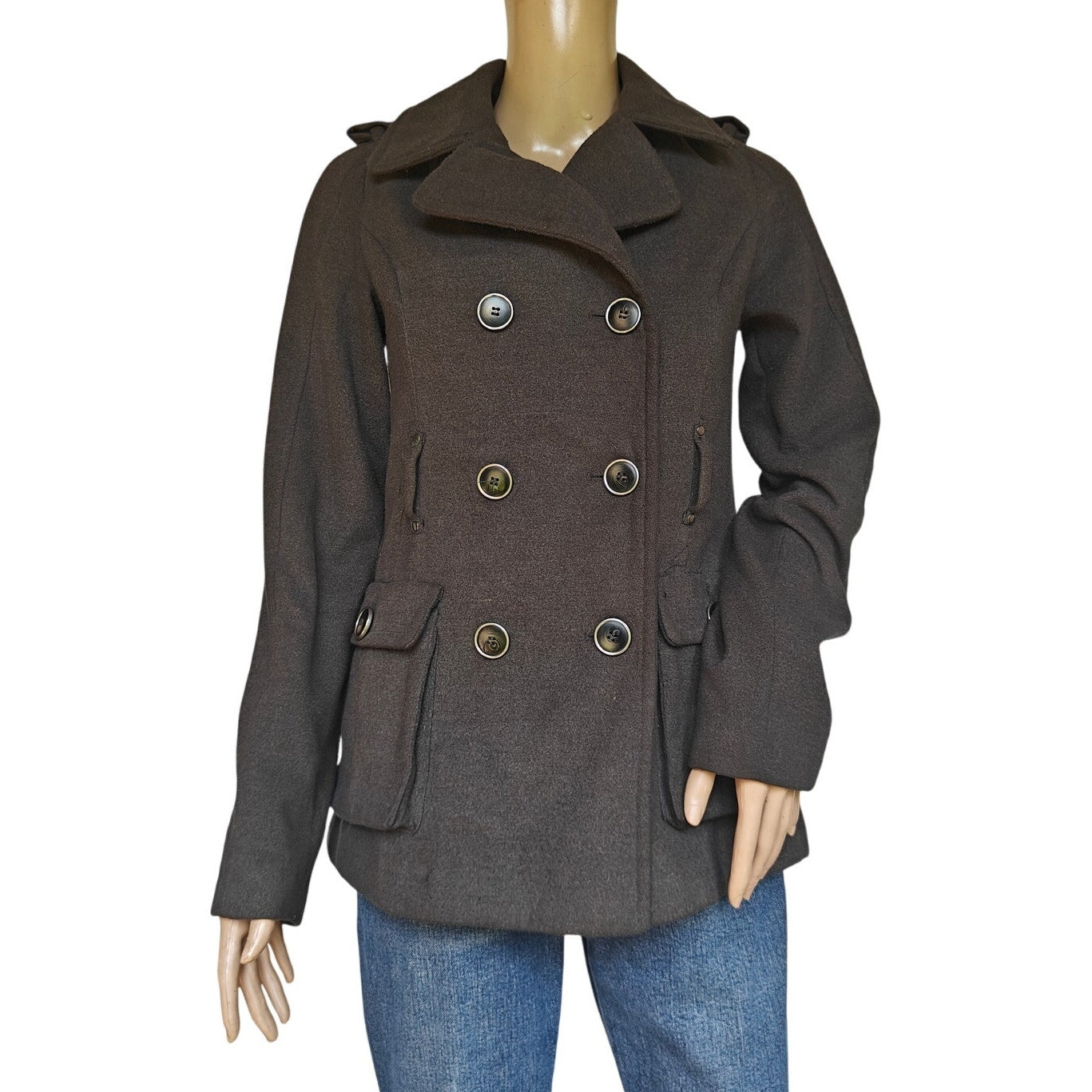 Gray Double-Breasted Peacoat