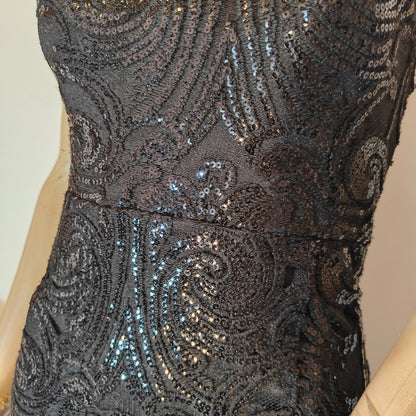 Black One-Shoulder Sequin Mini Dress