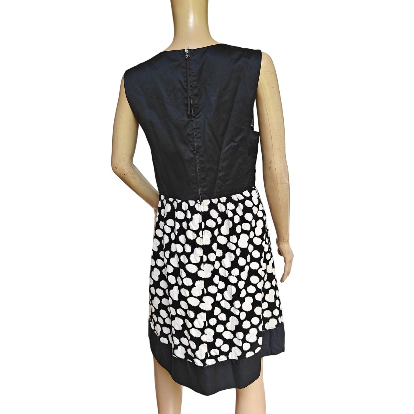 Black and White Polka Dot Sleeveless Midi Dress