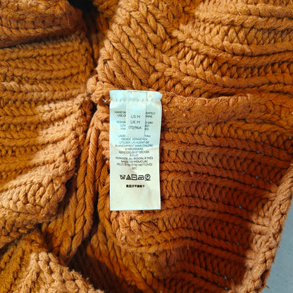 Orange Chunky Knit Turtleneck Cropped Sweater