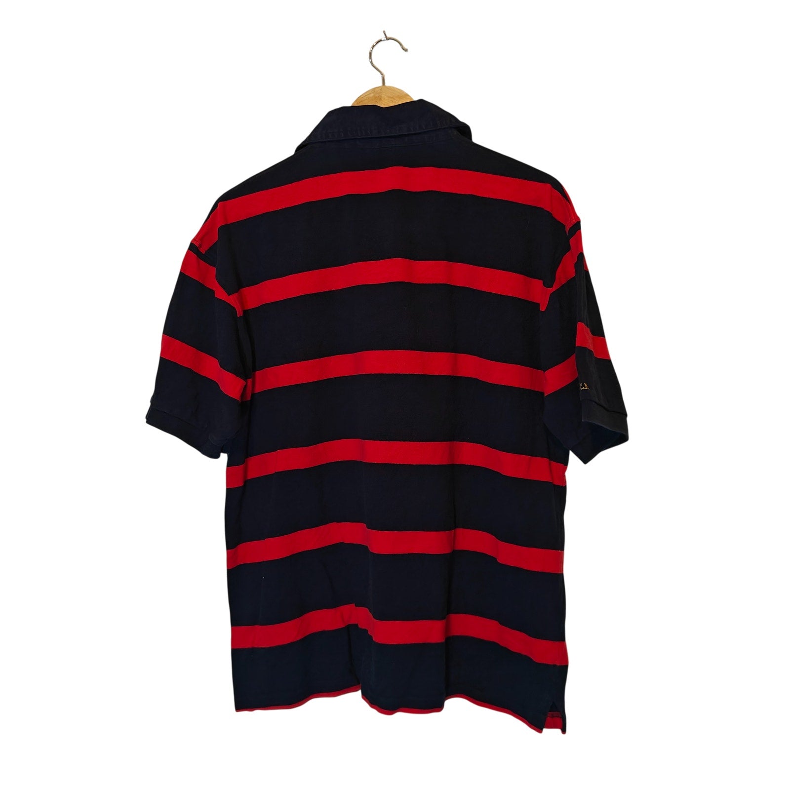 Barcelona Striped Rugby Polo Shirt XL Red Navy Crest Embroidered Cotton