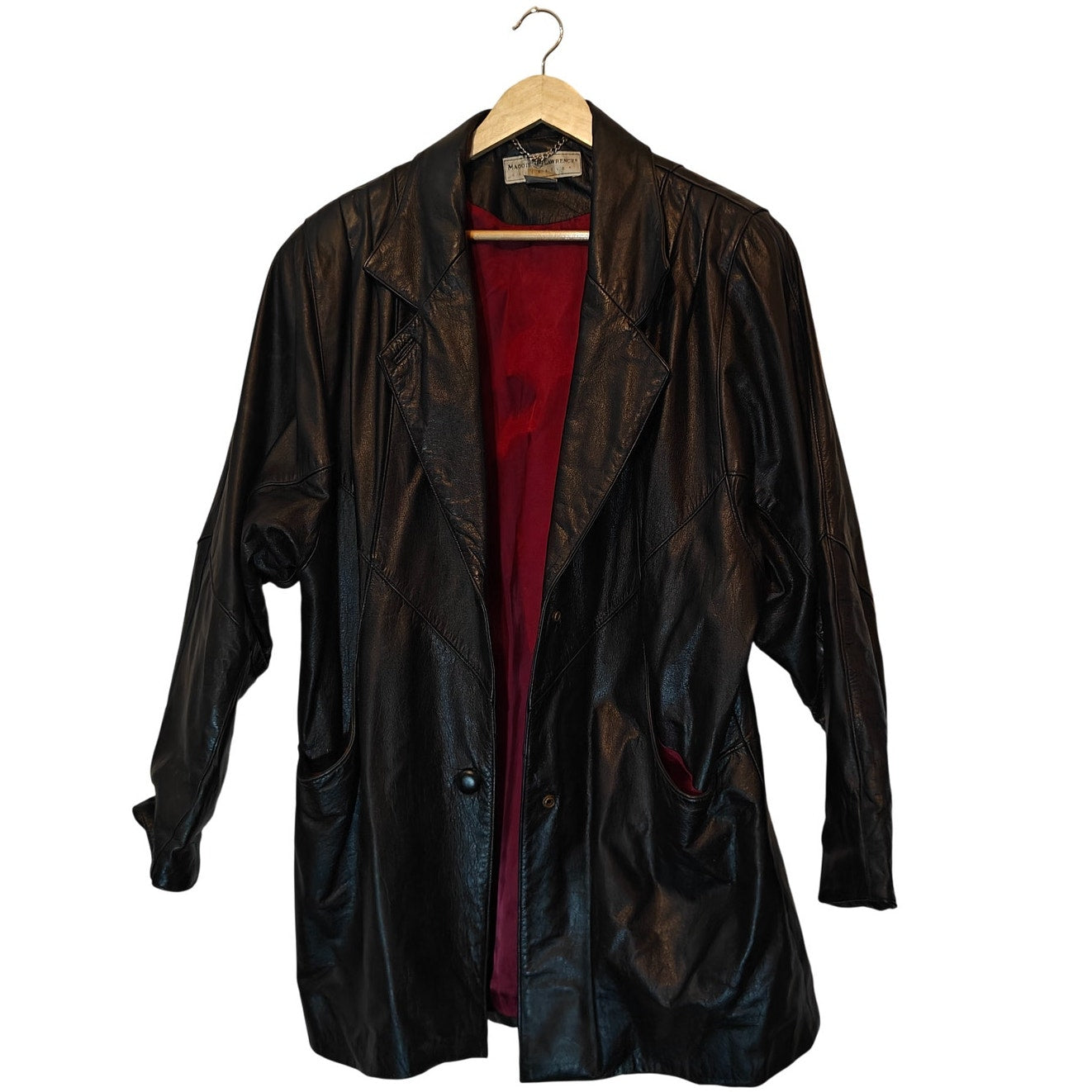 Vintage Black Leather Oversized Coat