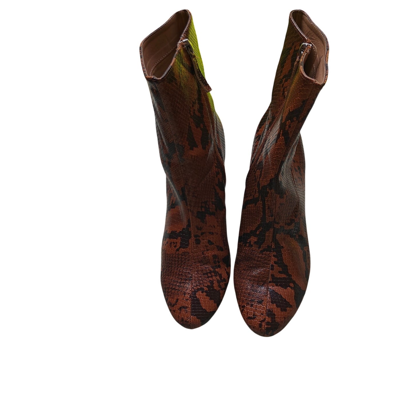 Snake Print Block Heel Ankle Boots