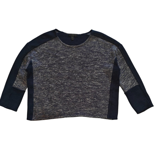 Gray and Navy Colorblock Knit Sweater
