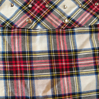 Plaid Studded Waist Mini Skort