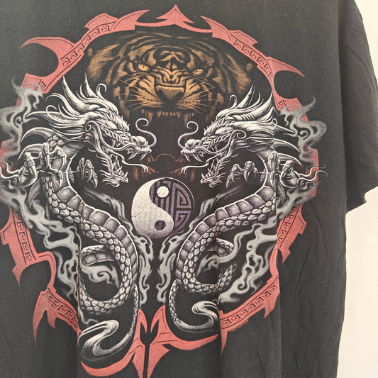 Black Dragon Tiger Yin Yang Graphic Tee