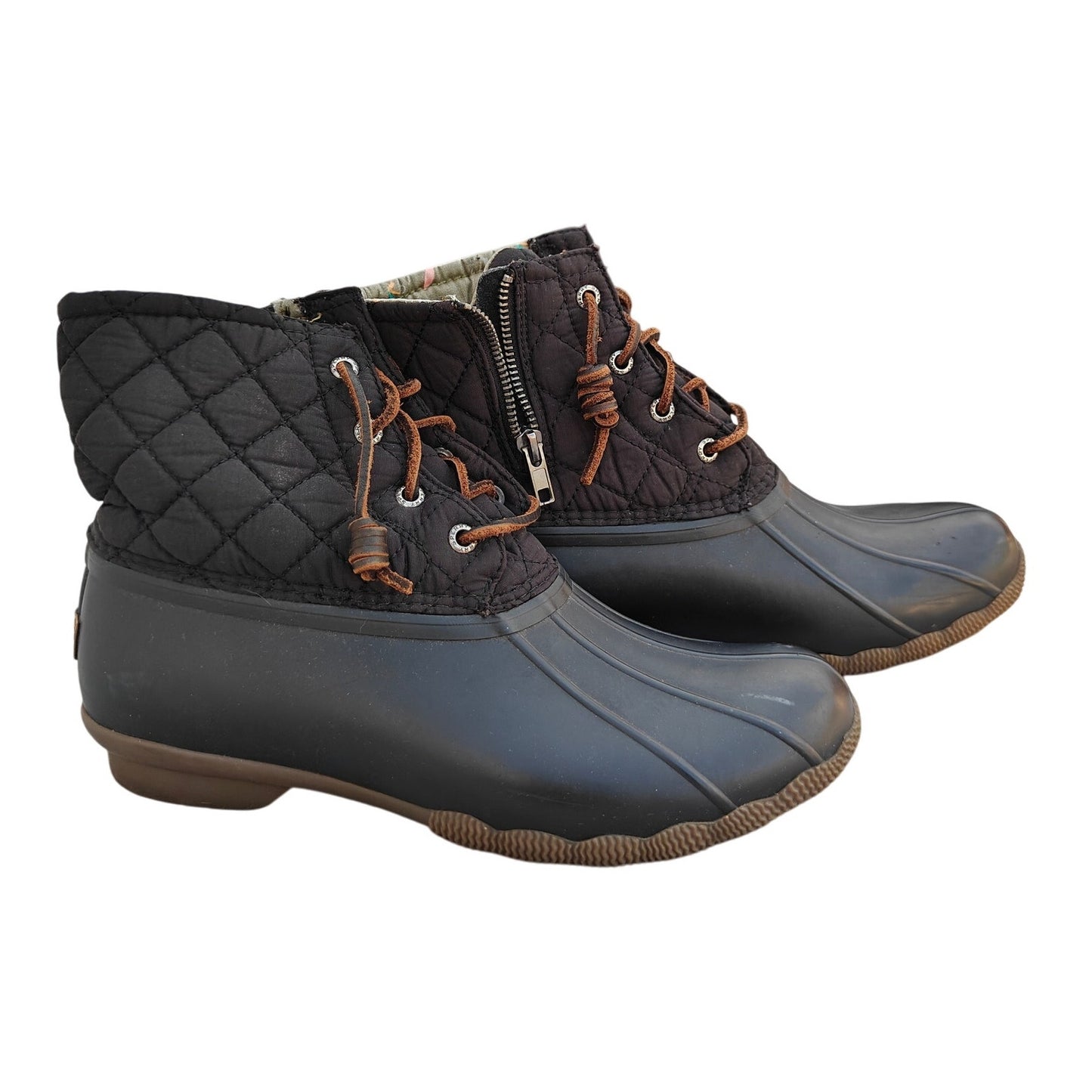 Black Saltwater Quilted Duck Boots